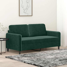 VidaXL divvietīgs dīvāns, 140 cm, samts, tumši zaļš.