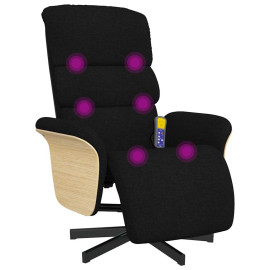 VidaXL regulējams masāžas krēsls ar kāju balstu, melns audums.