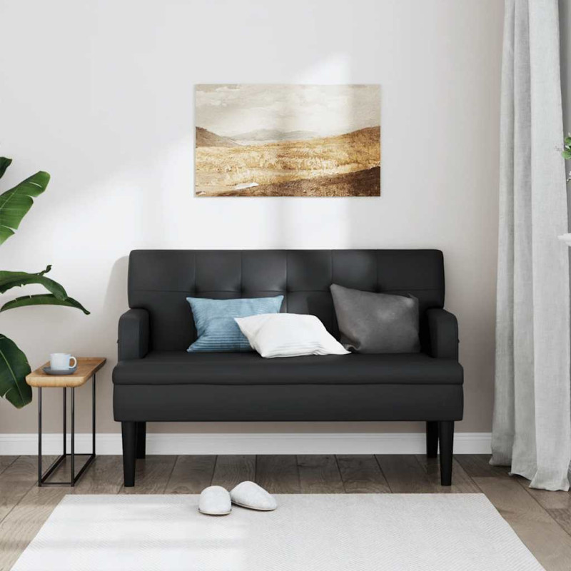 VidaXL sofa ar atzveltni, melns, 112 × 65,5 × 75 cm, mākslīgā āda.
