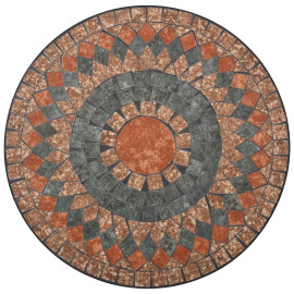 VidaXL mozaīkas galds, 60 cm, keramika, oranžs un pelēks.