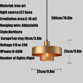 “Irshi” industriālā stila viengabala piekaramā lampa (E27).
