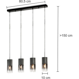 TRIO Lighting ROBIN - četru gaismu piekaramais gaismeklis ar lineāru pamatni.
