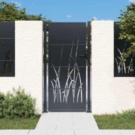 vidaXL Vārti 100 × 200 cm ar zāles dizainu, tērauds, antracīta krāsā.