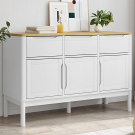 vidaXL kumode FLORO, 114x43x74 cm, masīvs priedes koks, balta.