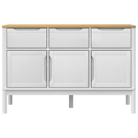 vidaXL kumode FLORO, 114x43x74 cm, masīvs priedes koks, balta.