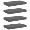 VidaXL sienas plaukti, 4 gab., 40x23,5x3,8 cm, MDF, spīdīgi pelēki.