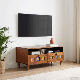 VidaXL TV skapītis, valriekstu koka efekta krāsā, 70 x 33 x 46 cm, masīvkoks mango.