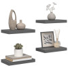 VidaXL sienas plaukti, 4 gab., 40x23,5x3,8 cm, MDF, spīdīgi pelēki.