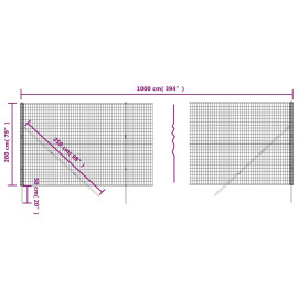 VidaXL stiepļu sieta žogs, zaļā krāsā, 1x25 m, cinkots tērauds.