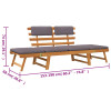 VidaXL 2-in-1 dārza sols un zvilnis ar spilveniem, 190 cm, masīvkoka akācija.