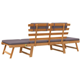 VidaXL 2-in-1 dārza sols un zvilnis ar spilveniem, 190 cm, masīvkoka akācija.