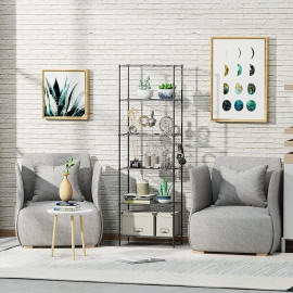 Himimi regulējams uzglabāšanas plaukts, stāvplaukts ar 6 plauktiem, virtuvei, vannas istabai, priekšnamam, dārzam 54 x 29 x 160 cm, melns