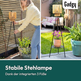 Gadgy āra LED grīdas lampa ar saules bateriju un ziedu statīvu