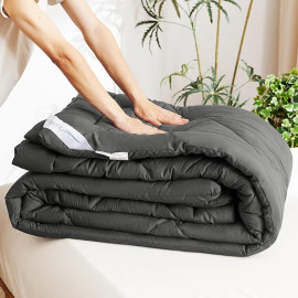 WAVVE ziemas sega 450 g/m² mikrošķiedras gultai 150 x 220 cm vissezonas sega gultai ar siltu un biezu pildījumu 450 g/m² pelēka