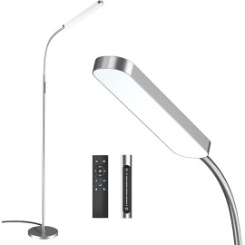 15w/1000lm spilgta LED grīdas lampa ar pakāpeniski regulējamām 3000K-6000K krāsām un aptumšotāju, tālvadības pulti un skārienvadību 