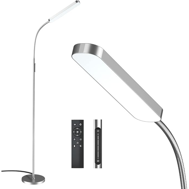 15w/1000lm spilgta LED grīdas lampa ar pakāpeniski regulējamām 3000K-6000K krāsām un aptumšotāju, tālvadības pulti un skārienvadību 