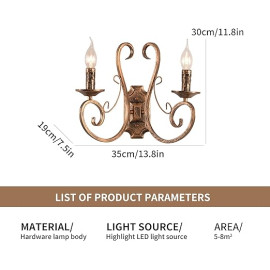 Ganeed sienas svečturi iekštelpu, retro metāla vintage stils, franču, E14, bronzas krāsas