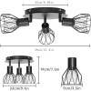 LED griestu lampa ar 3 spuldzēm, grozāms, melns, apaļš, E14
