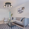 LED griestu lampa ar 3 spuldzēm, grozāms, melns, apaļš, E14