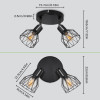 LED griestu lampa ar 2 spuldzēm, grozāms, melns, apaļš, E14