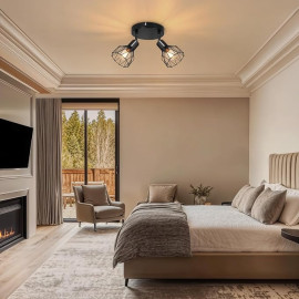 LED griestu lampa ar 2 spuldzēm, grozāms, melns, apaļš, E14