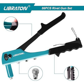 LIBRATON kniedēšanas pistole, rokas kniedēšanas pistole, 80 gab. metāla kniedes un 4 gab. HSS urbji