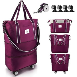 Arxus ceļojumu soma ar noņemamiem riteņiem un regulējamu plecu siksnu, liela, paplašināma, salokāma rokas bagāžas soma ar rokturi,ceļojumam ar lidmašīnu 25L-55L