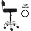 FURWOO mākslīgās ādas grozāms krēsls ar regulējamu augstumu, mūsdienīgu atzveltni (melns).