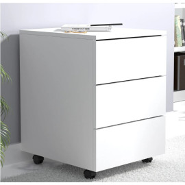 VCM skapītis “Dalosa” uz riteņiem, 3 atvilktnes, balts.