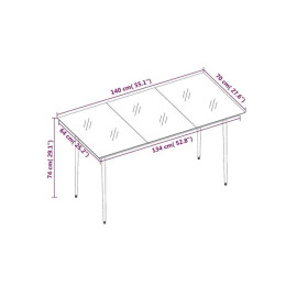 VCM stikla alumīnija galds, ēdamgalds, balkona galds, dārza mēbeles, melns, 140 cm.