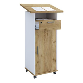 VCM Konferenču galds, balts/meta ozols, 108x60x50cm.