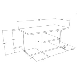 VCM NORDIC Findalo TV galds uz riteņiem (80x40).