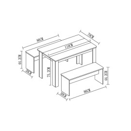 VCM ēdamistabas pusdienu galds ar 2 soliem “Esal XL”.