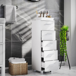 VCM kumode “Zalo M” ar 5 atvilktnēm, balta.