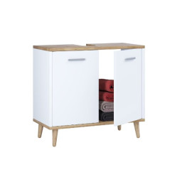 Vannas istabas izlietnes skapītis “Landos”, balts / medus ozols.