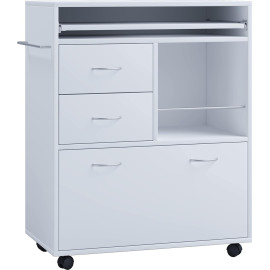 VCM virtuves rati, servēšanas rati, uz riteņiem, atvilktne, balts.