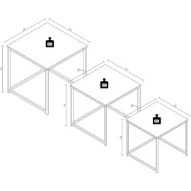 VCM Glisal kafijas galdiņu komplekts no 3 gb., balts.