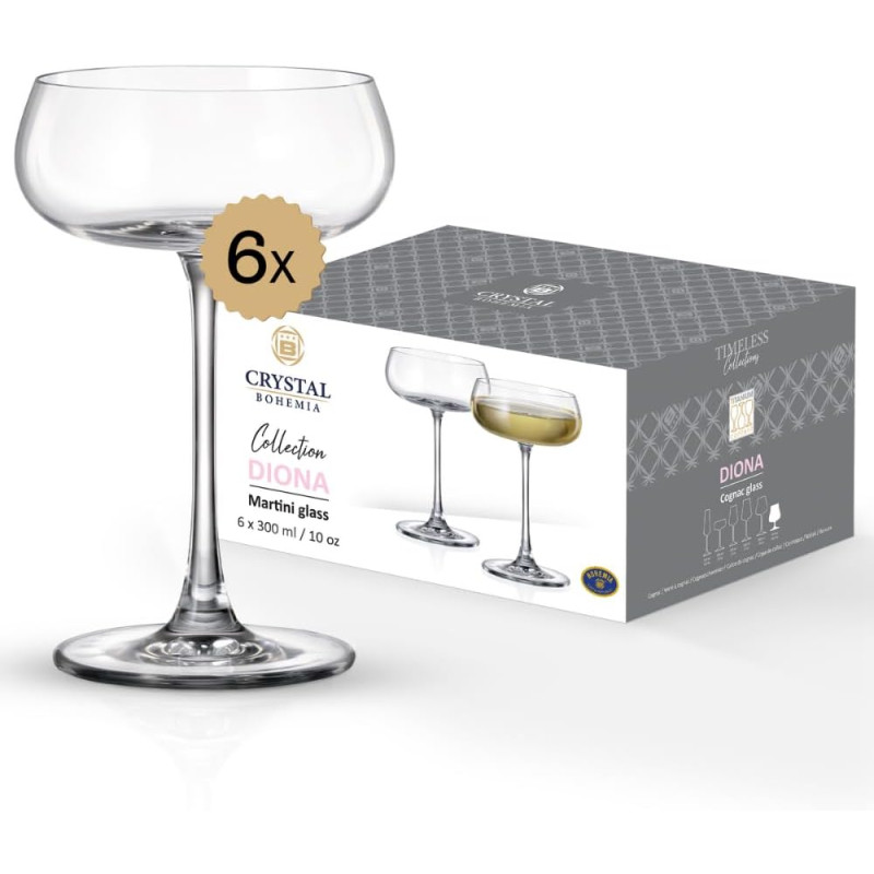 Crystal Bohemia kokteiļu glāzes, komplekts (6 gab.).