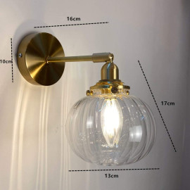 “YCLED” vintage stila sienas lampa ar apaļu stikla kupolu - Ø13 cm. 