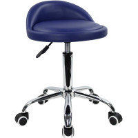 KKTONER PU ādas apaļš krēsls ar atzveltni un riteņiem.