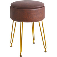 IBUYKE apaļš mākslīgās ādas kāju soliņš ar uzglabāšanas nodalījumu.