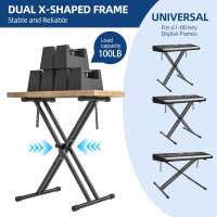GLEAM klaviatūras statīvs digitālajām klavierēm ar fiksācijas siksnām.
