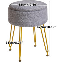 IBUYKE Teddy samta uzglabāšanas pufs ar vāku.