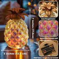 Varavīksnes efekta stikla ananāsa lampa.