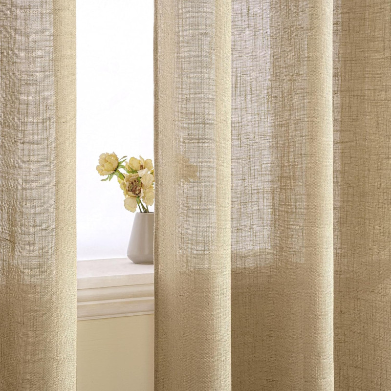 EMEMA puscaurspīdīgi lina efekta aizkari ar riņķu stiprinājumu.