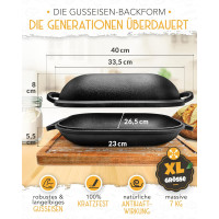 “KRUSTENZAUBER” 40 cm čuguna maizes cepšanas forma ar vāku un raudzēšanas grozu. 