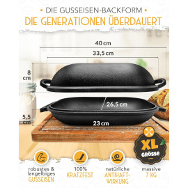“KRUSTENZAUBER” 40 cm čuguna maizes cepšanas forma ar vāku un raudzēšanas grozu. 