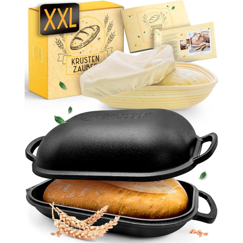 “KRUSTENZAUBER” 40 cm čuguna maizes cepšanas forma ar vāku un raudzēšanas grozu. 