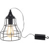 JHY DESIGN bateriju lampa ar metāla režģa korpusu – melna, ģeometriska dizaina.