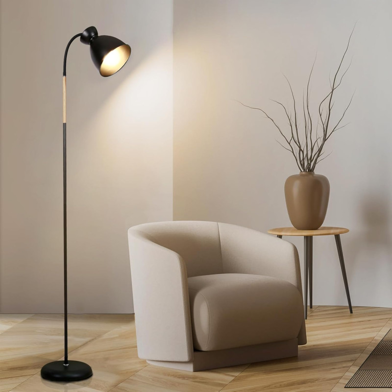 Melna, retro stila stāvlampa E27 ligzda, maks. 60 W.
